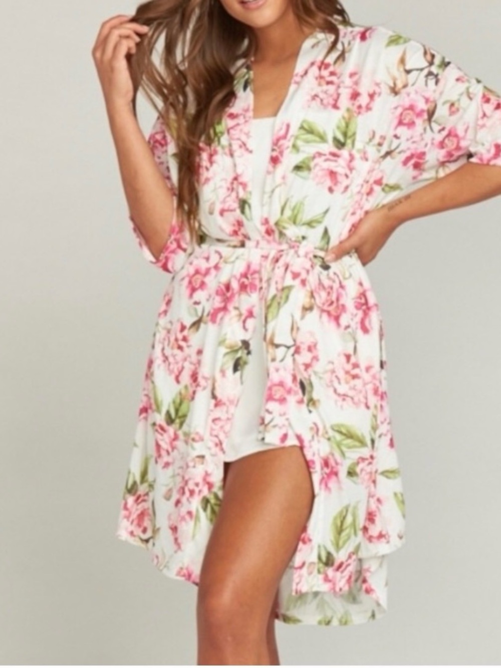 Show Me Your Mumu Floral Pink & Green Kimono Cover-Up
